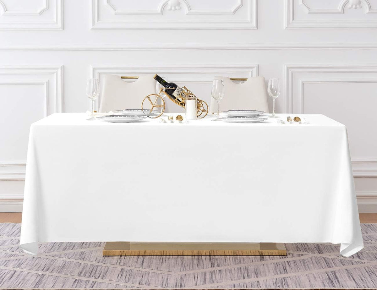 90x132 Inch White Tablecloth for 6-8 Foot Rectangle Tables