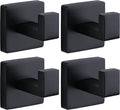 Towel Hooks for Bathrooms Robe Hook Coat Hook 4 Pack Matte Black Stainless Steel Heavy Duty 33 Lbs Wall Mounted