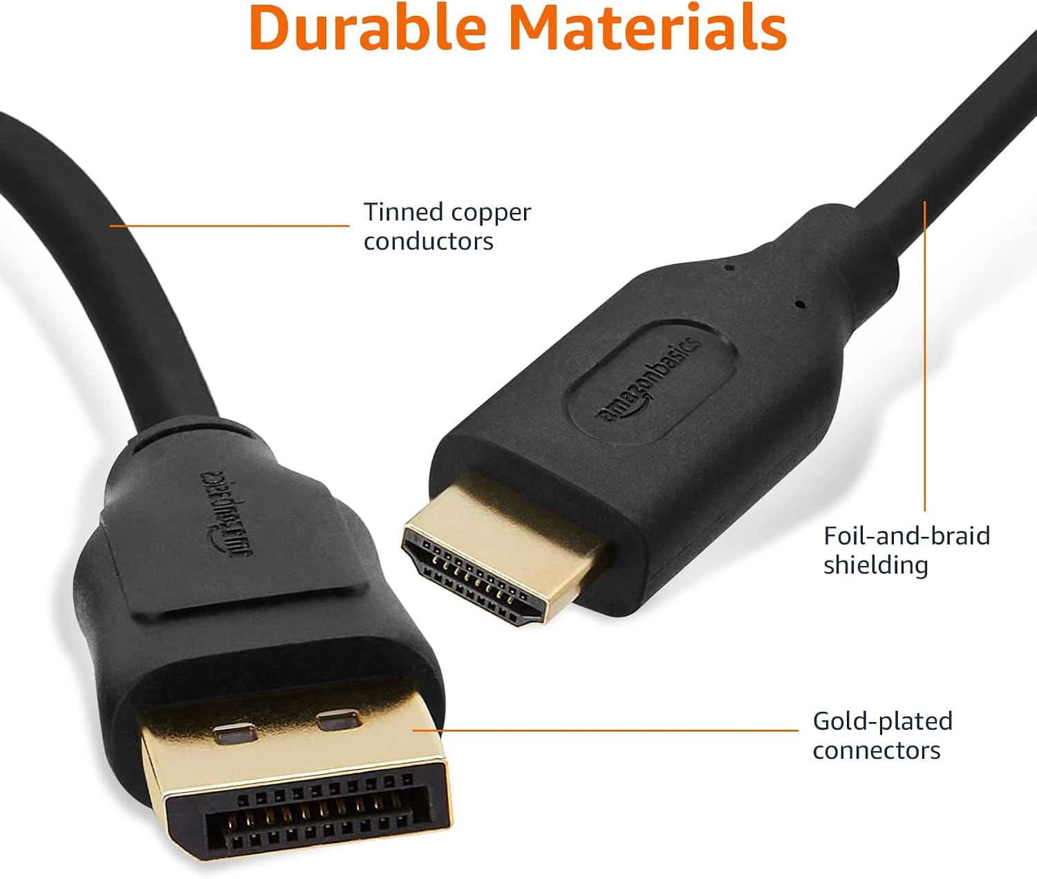 DisplayPort to HDMI Cable, Uni-Directional, Gold-Plated, Video and Audio, 3 Foot, Black
