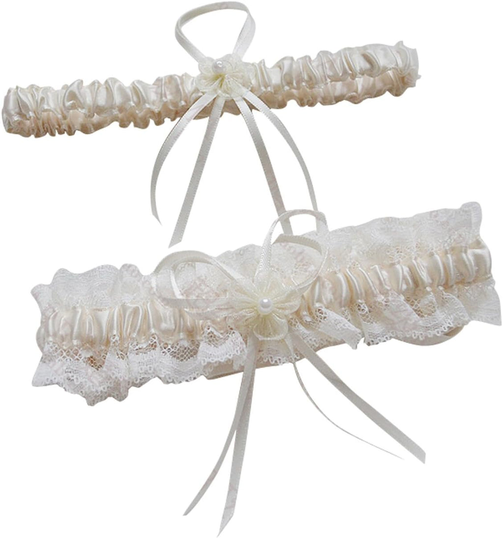 Lace Wedding Garters for Bride Pearl Stretch Prom Garter, Women Wedding Bridal Legs Garter Set