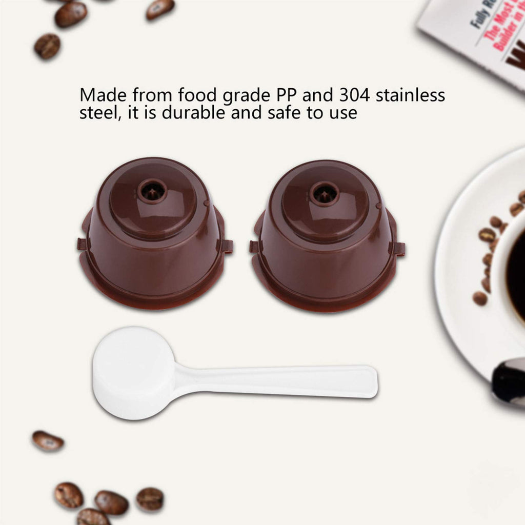 5Pcs Refillable Coffee Filter Set Compatible with Dolce Gusto Coffee Capsule Compatible with Nescafe Dolce Gusto Reusable Capsule With Spoon(Brown)