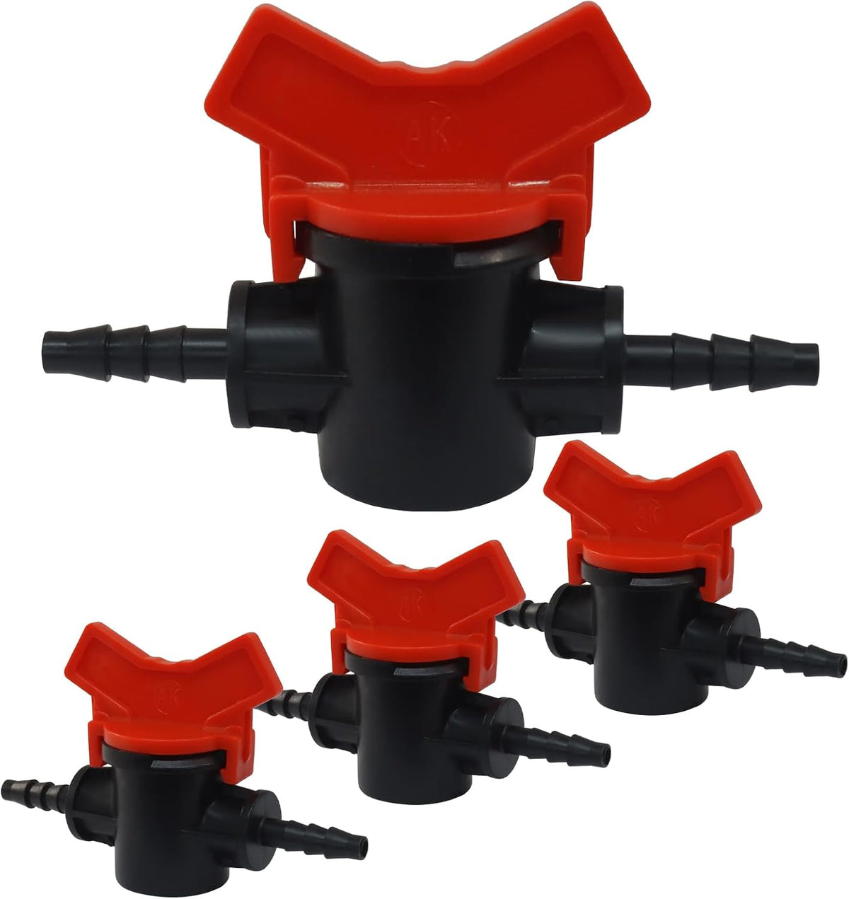 4PCS 1/4" ID in Line Hose Barbed Ball Valve Shut-Off Switch, Black