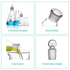 250ml Glass Erlenmeyer Flask Set, 3pcs Laboratory Glassware Flask with Glass Stopper for Chemistry Classroom Home