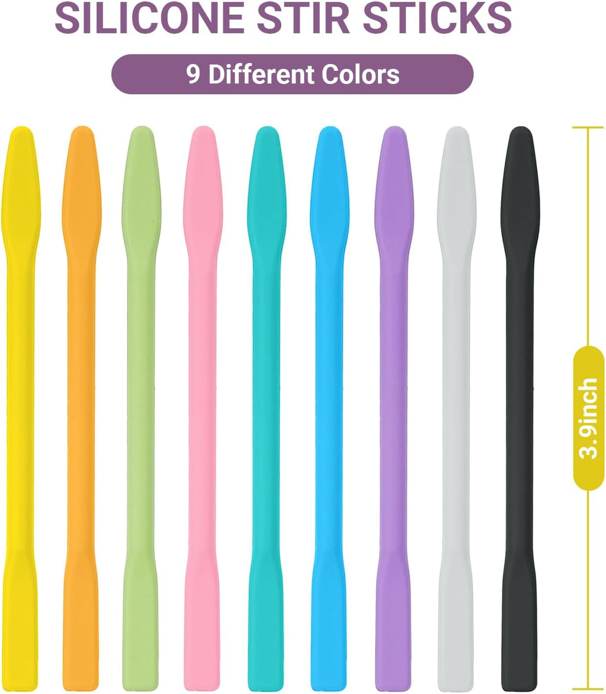 9PCS Colored Silicone Stir Sticks, Reusable Epoxy Resin Stir Sticks