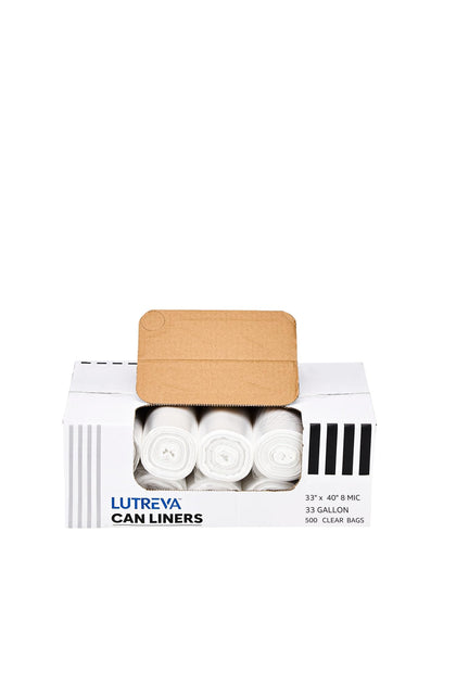 33 Gallon Clear Trash Can Liners, 33'' x 40'', 500 Count High Density Garbage Bags for Home, Outdoor, Hotels
