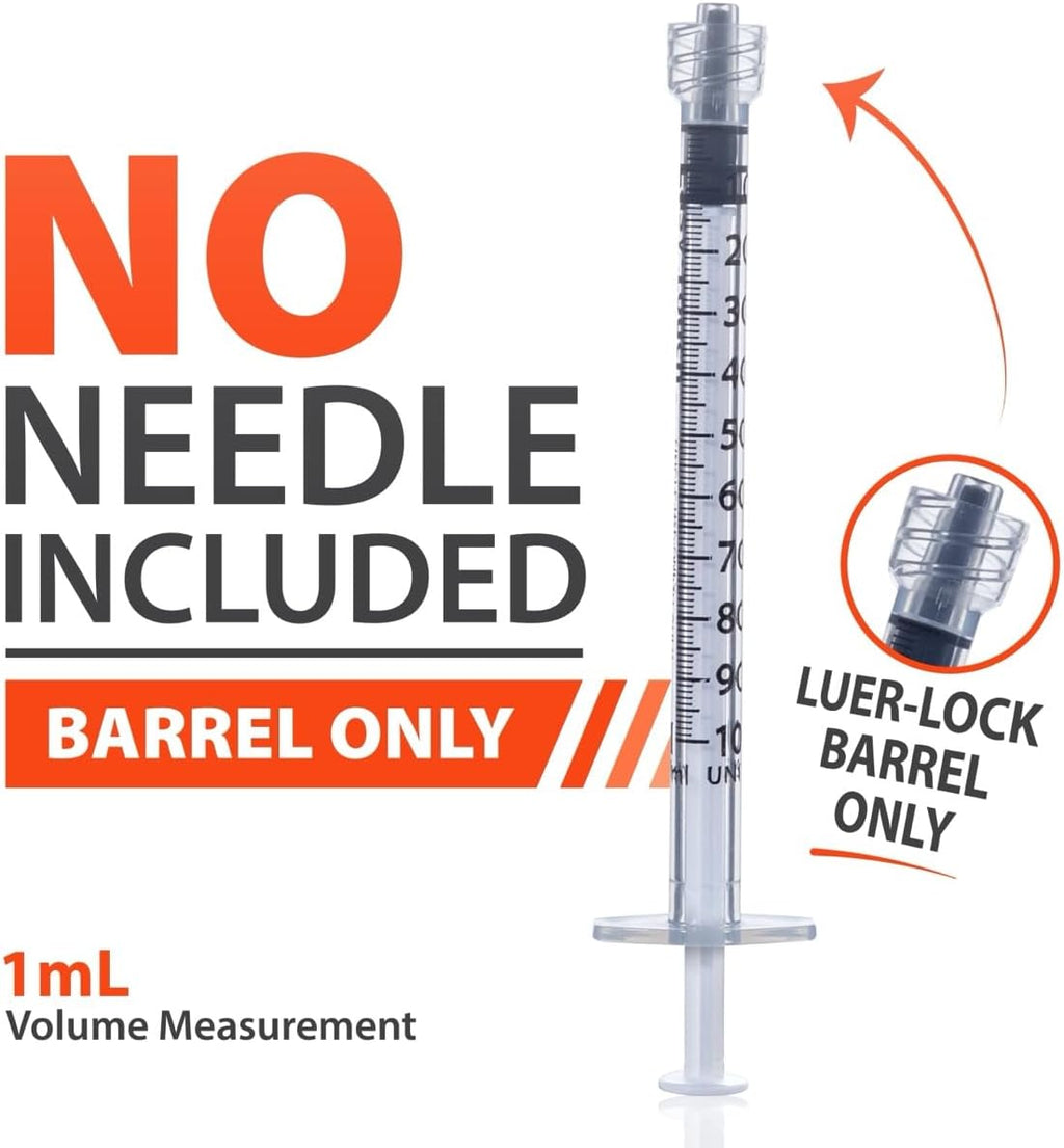 EasyTouch Luer-Lock Syringe Barrel, 1ML Syringe, Pack of 100