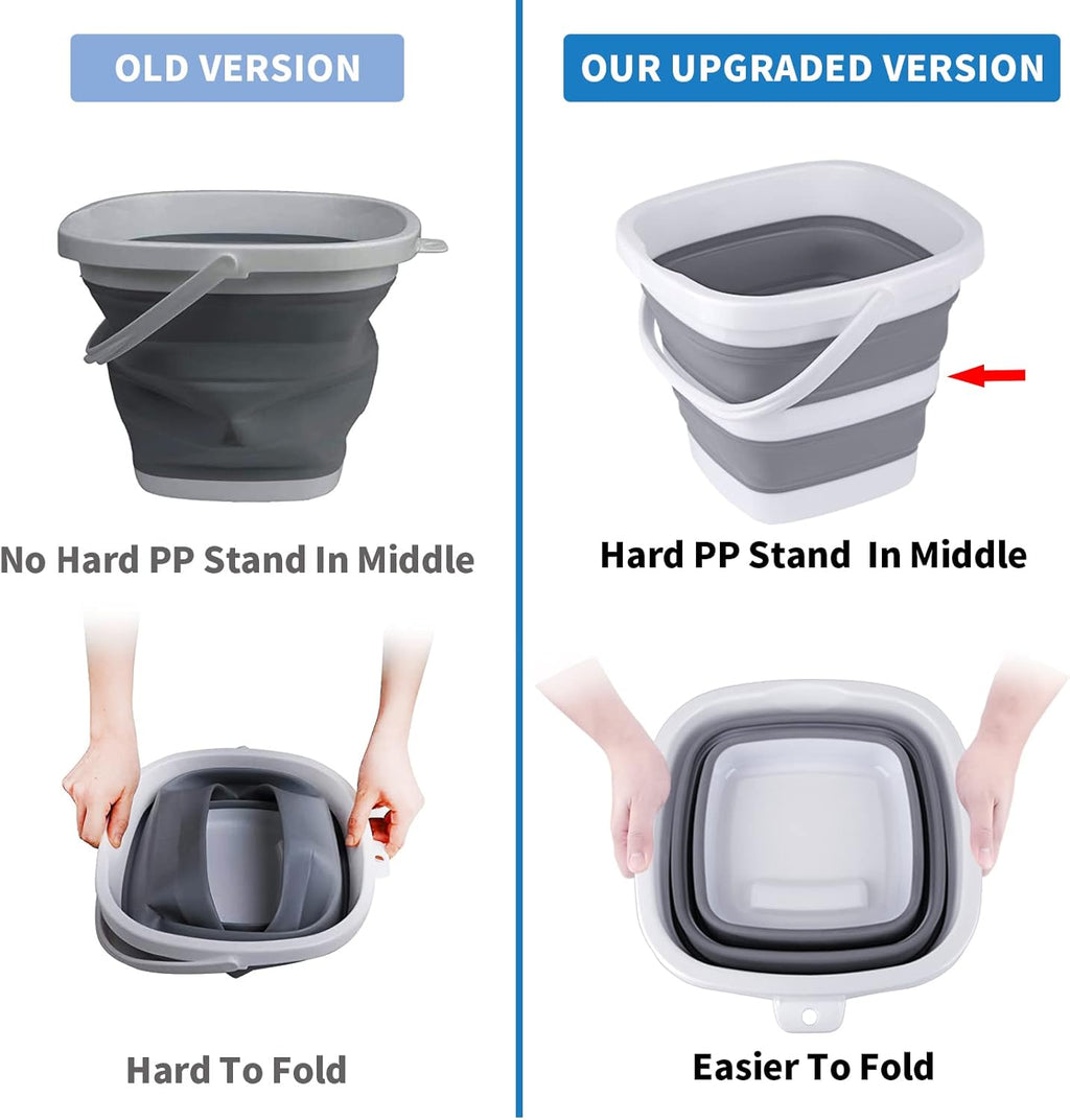 Collapsible Bucket, 5L 1.3Gallon Small Cleaning Mop Buckets for Household Outdoor Car Washing Tub Plastic Foldable