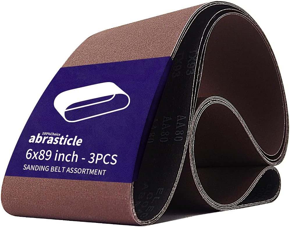 3 Pcs 6 x 89 Inch Assorted Aluminum Oxide Sanding Belt - 80/120/240 Grit
