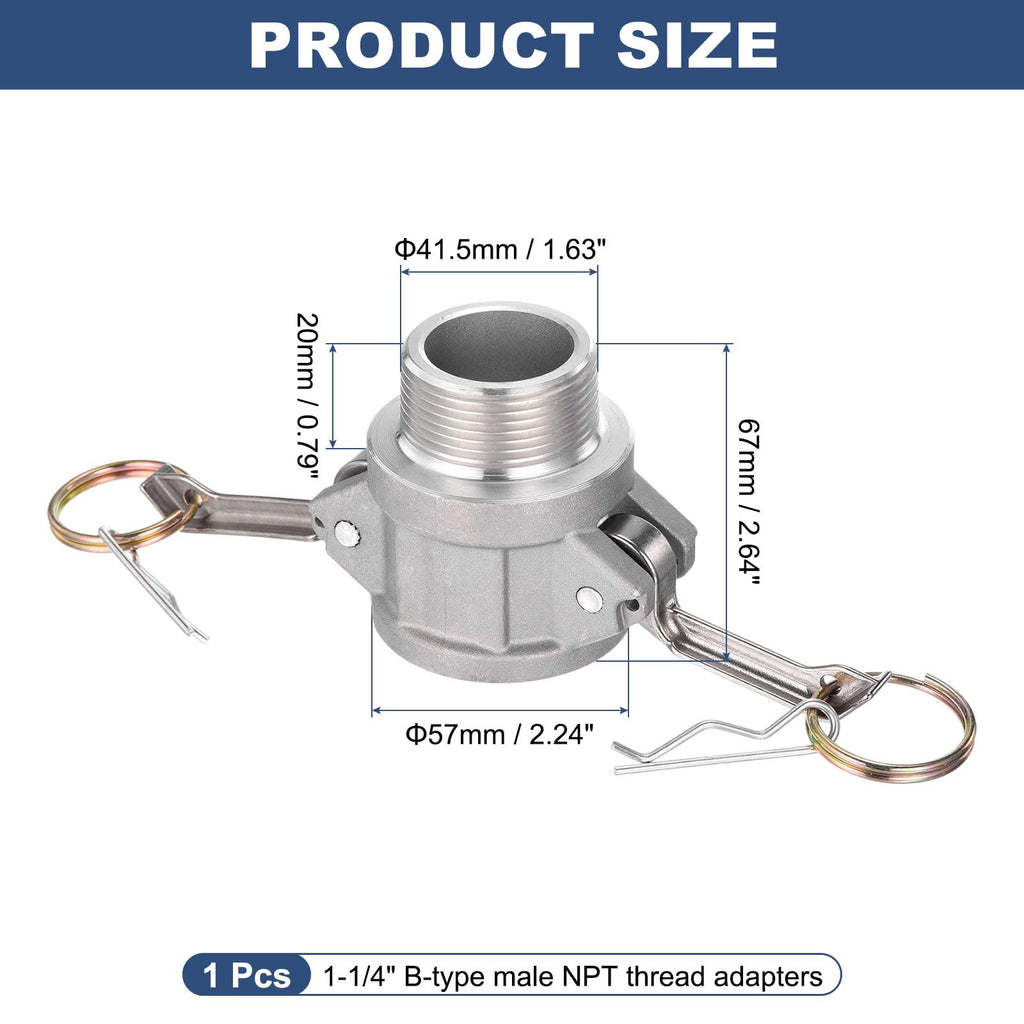 Kozelo Aluminum Type B Cam Lock Fitting, 1-1/4" x 1-1/4" Male NPT
