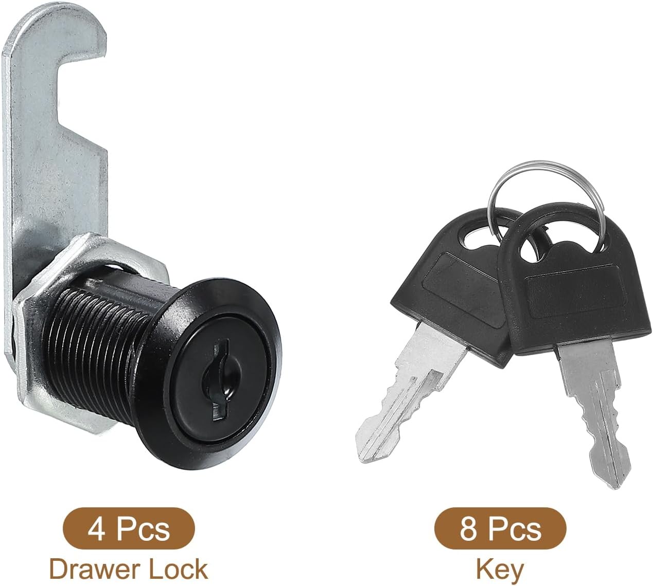 Cabinet Drawer Lock with Keys 4 Pcs 1" (25mm) Keyed Different Zinc Alloy Security Lock Cylinder Cam for Door Cupboard