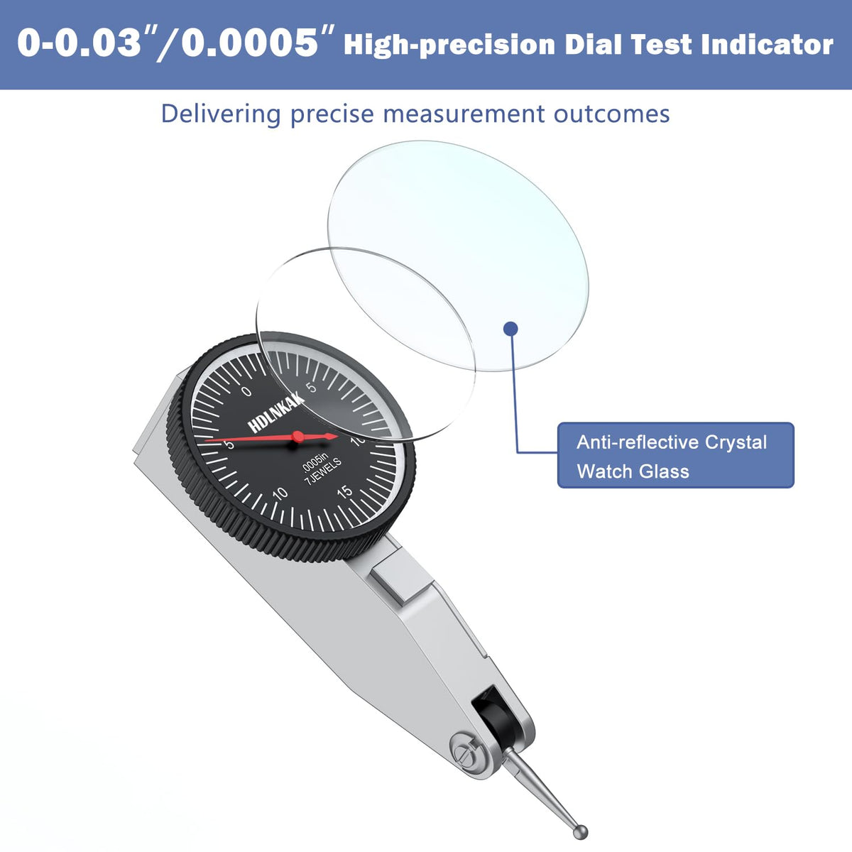 HDLNKAK 0-0.03"/0.0005" Dial Test Indicator with Portable Case