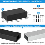 Black Extension Connectors for Cable Railing Flat Handrail