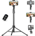 62" Phone Tripod & Selfie Stick with Wireless Remote and Phone Holder, Compatible with iPhone and Android for