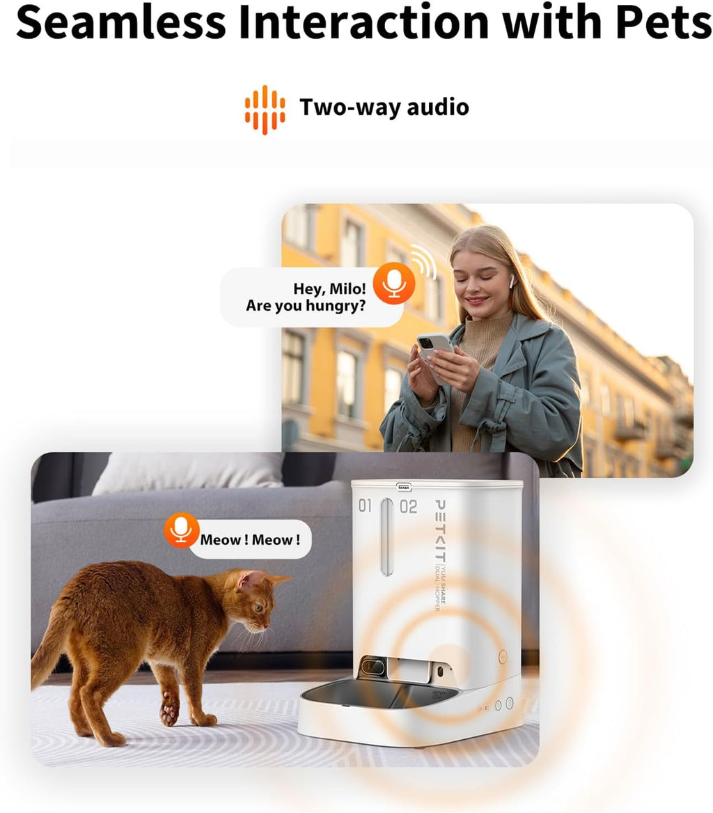 Automatic Cat Dog Feeder with Camera, AI-Powered Motion Capturing, 1080P HD Video with Night Vision, 2.4G WiFi Pet