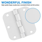 3 1/2" Matte White Door Hinges 3.5" 5/8" Radius Rounded 18 Pack