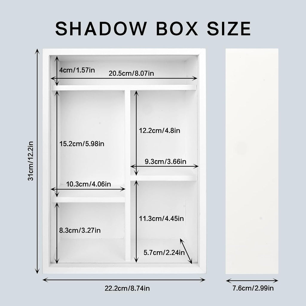 Pet Memorial Shadow Box with Shelves for Loss of Dog Cat Memorial Gifts 4X6 Picture Frame Paw Print Kit Fur Keepsake
