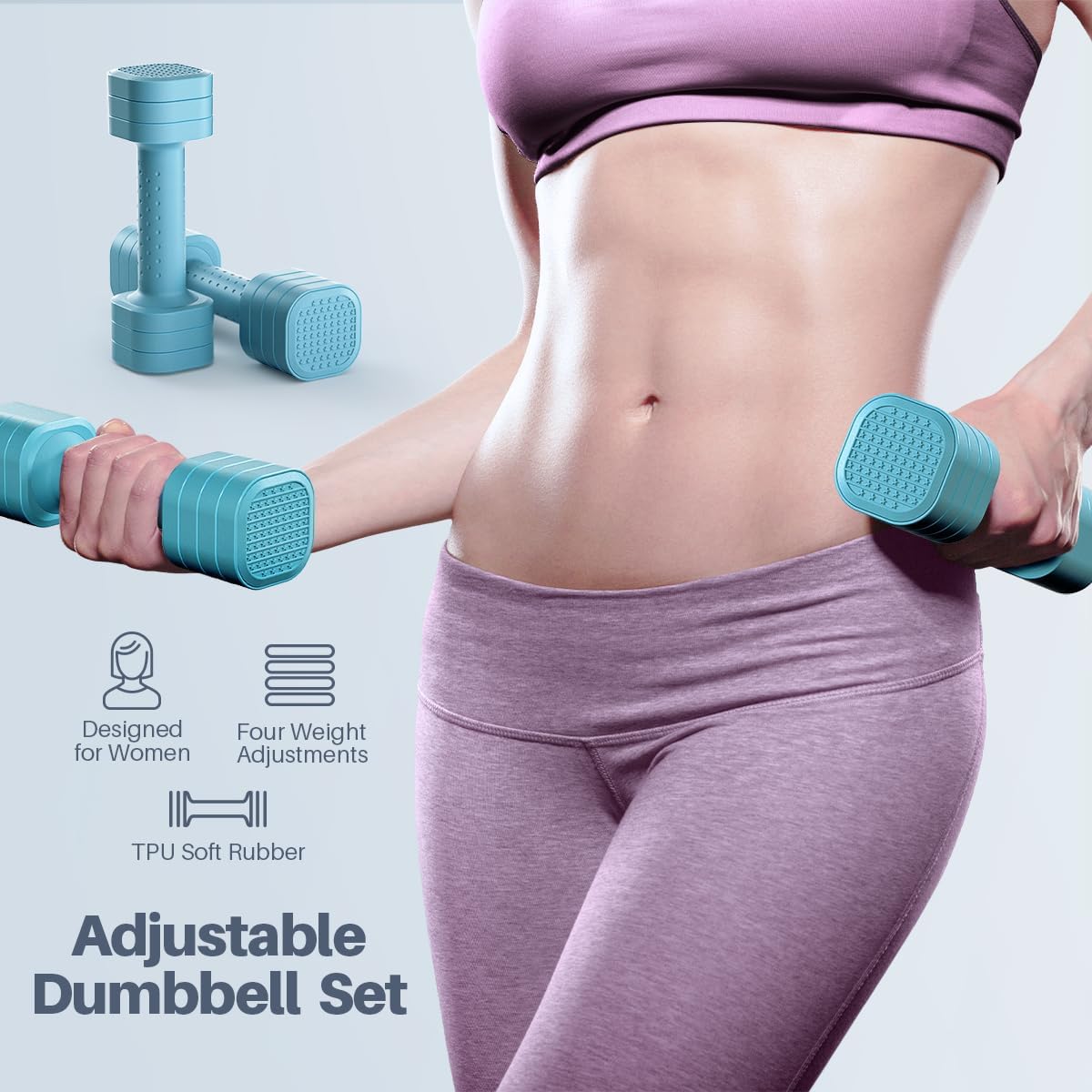Hand Weights for Women at Home 2-5 lb Light Adjustable Dumbbells Set | Adjustable 2-5 lb(A Pair 4lb 6lb 8lb 10lb)