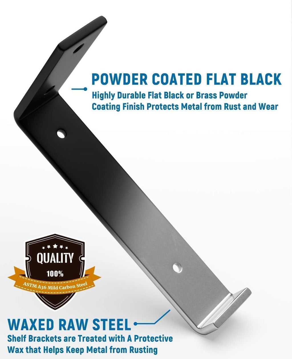 Shelf Brackets 12 inch, 4-Pack 1/5 inch Thick Floating Shelf Bracket