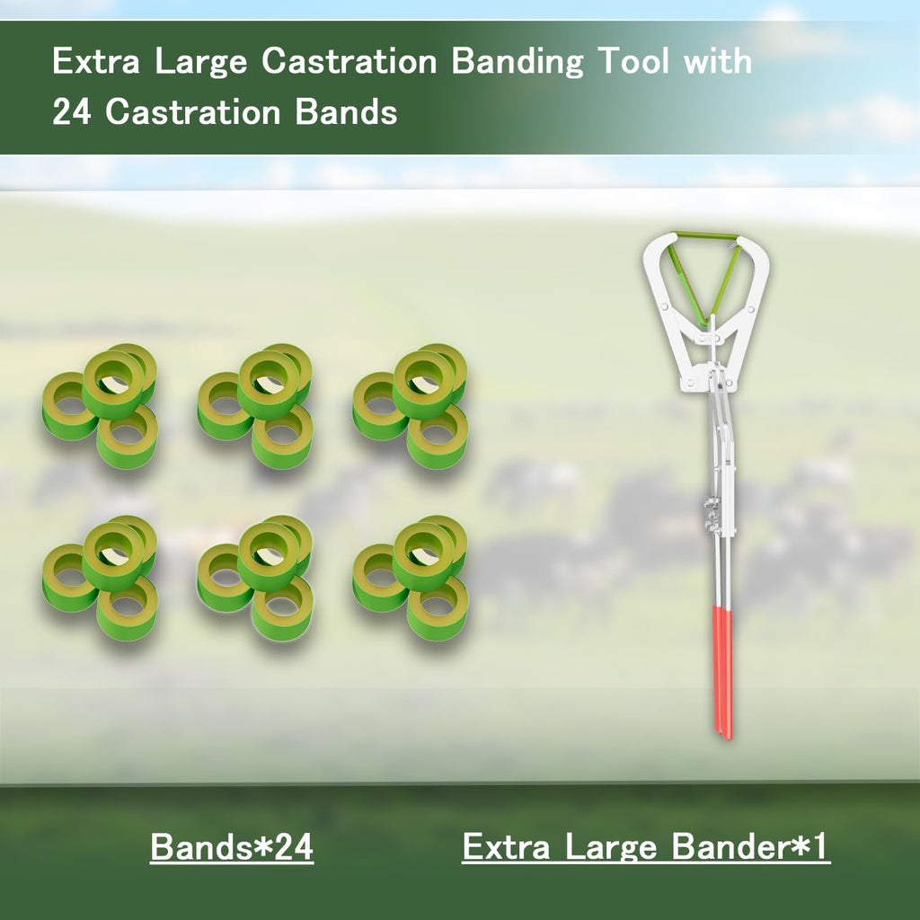 Extra Large Castration Banding Tool, Cattle Goat Bander with 24 Castration Bands, Easy to Operate, Rugged