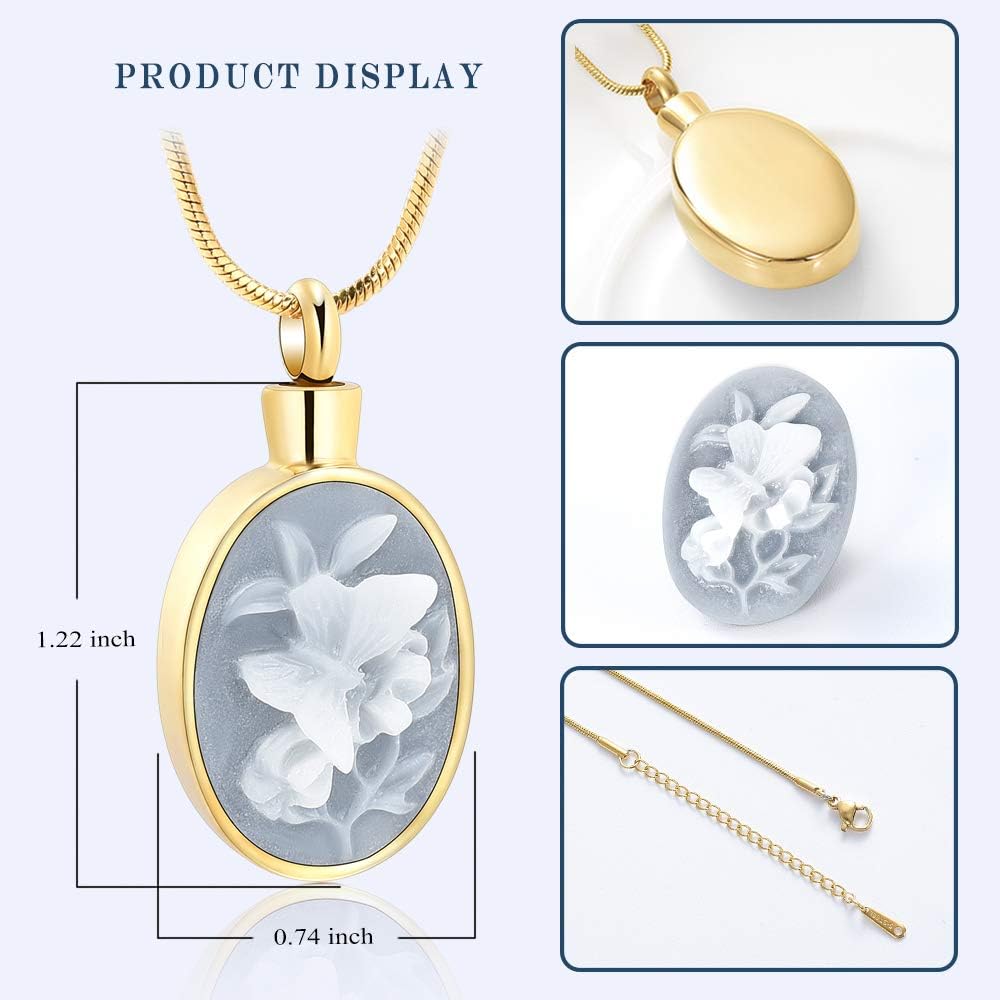 Cremation Jewelry Urn Necklace for Ashes Pendants Butterfly with Flower Memorial Funeral Keepsake Jewelry for Ashes