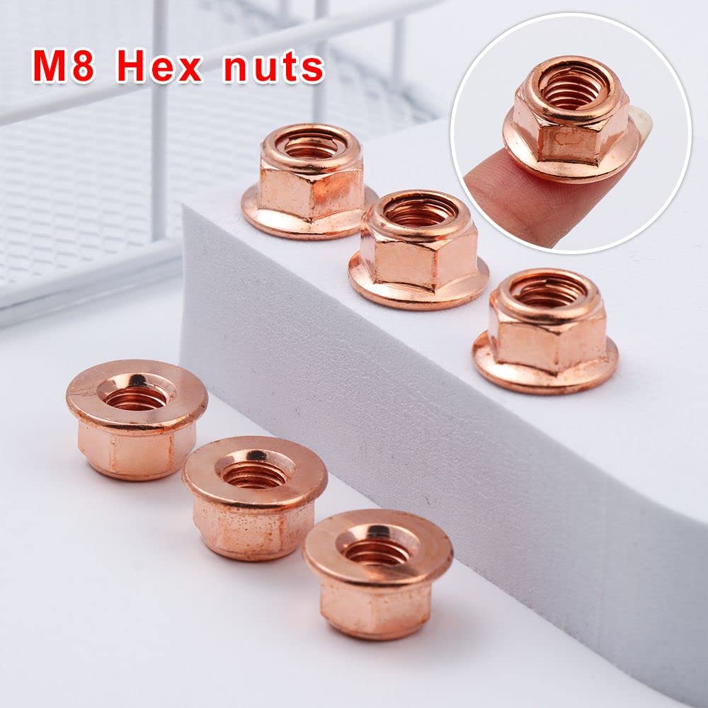 12Pcs Exhaust Manifold Nuts for Practical Copper Flashed Exhaust M8 Nut