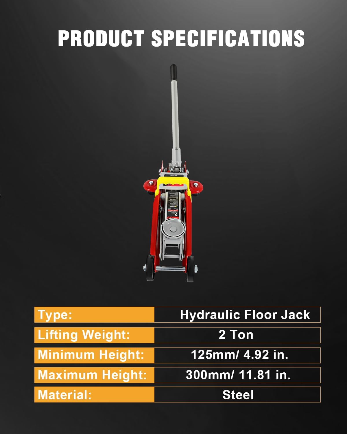 Low Profile Floor Jack 2 Ton (4400 lbs), Hydraulic Car Jack | Heavy Duty Iron Hydraulic Racing Floor Jack,Single