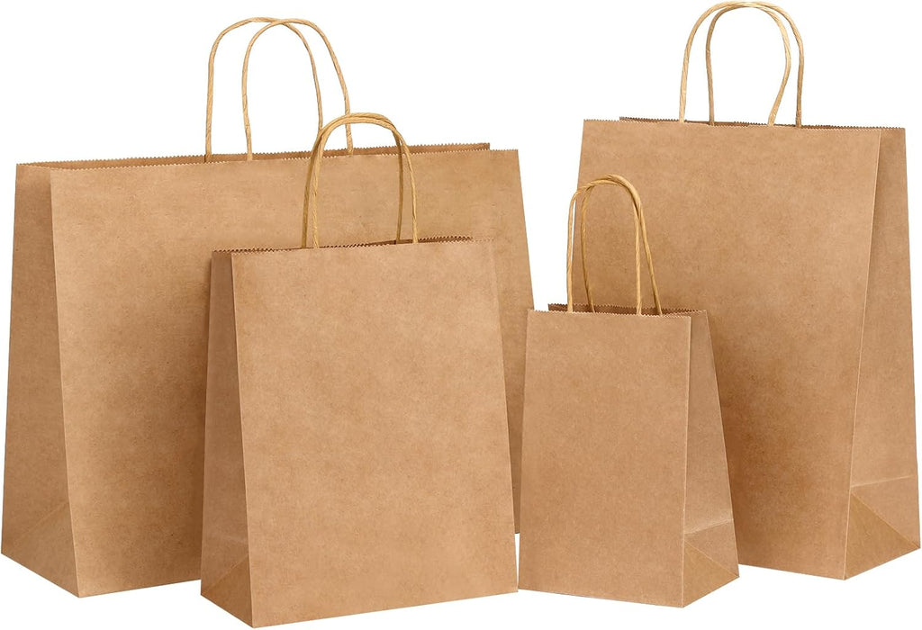 40pcs Paper Bags with Handles Brown Kraft Paper Bags Assorted Sizes