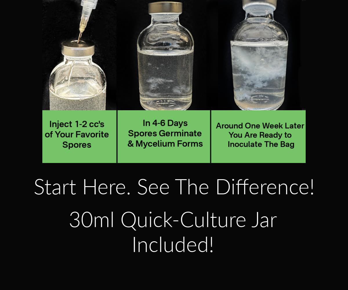 All-in-One Mushroom Grow Bag for Manure Loving Mushrooms + Spore Germination Jar! (4LB)