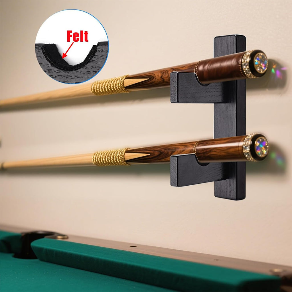 Pool Stick Holder Wall Mount Pool Stick Rack Billiard Cue Racks | Solid wood, horizontal display and storage of 2