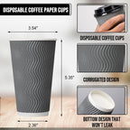 100 Pack 16 oz Paper Coffee Cups with Lids Disposable for Hot Drink
