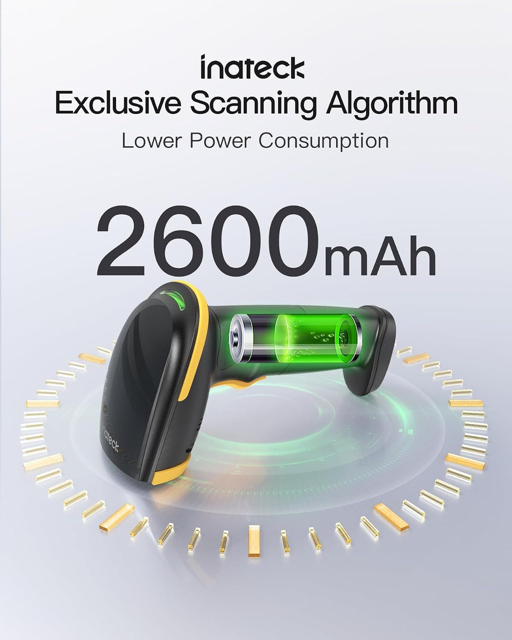 2D Barcode Scanner with Intelligent Stand, Wireless QR Code Scanner, Handheld Scanner with APP and SDK, 2D Imager