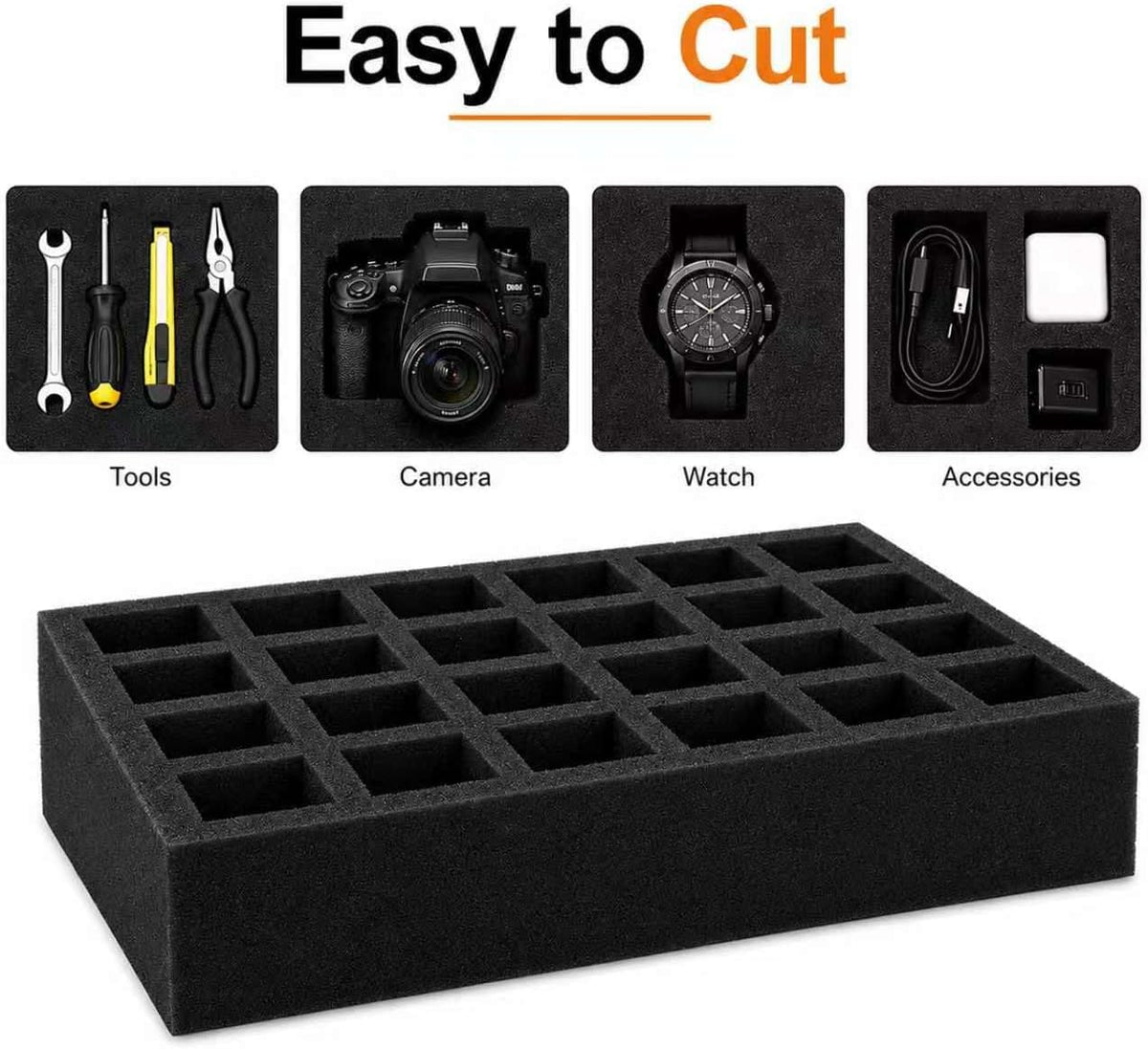 Foam Insert 16x12 Inch, 4PCS Tool Box Foam Organizer, Assorted Cuttable Foam for Case Drawer Storage