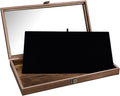 Wood Jewelry Display Case with Tempered Glass Top, Black Velvet Pad | Wood display case with a glass top and