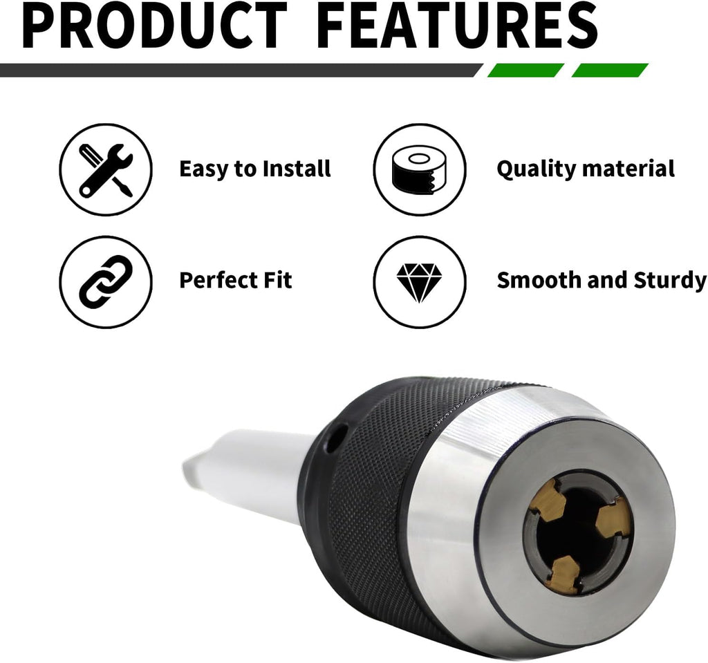 1/8"-5/8" Heavy Duty MT3 Shank Lathe Keyless Drill Chuck