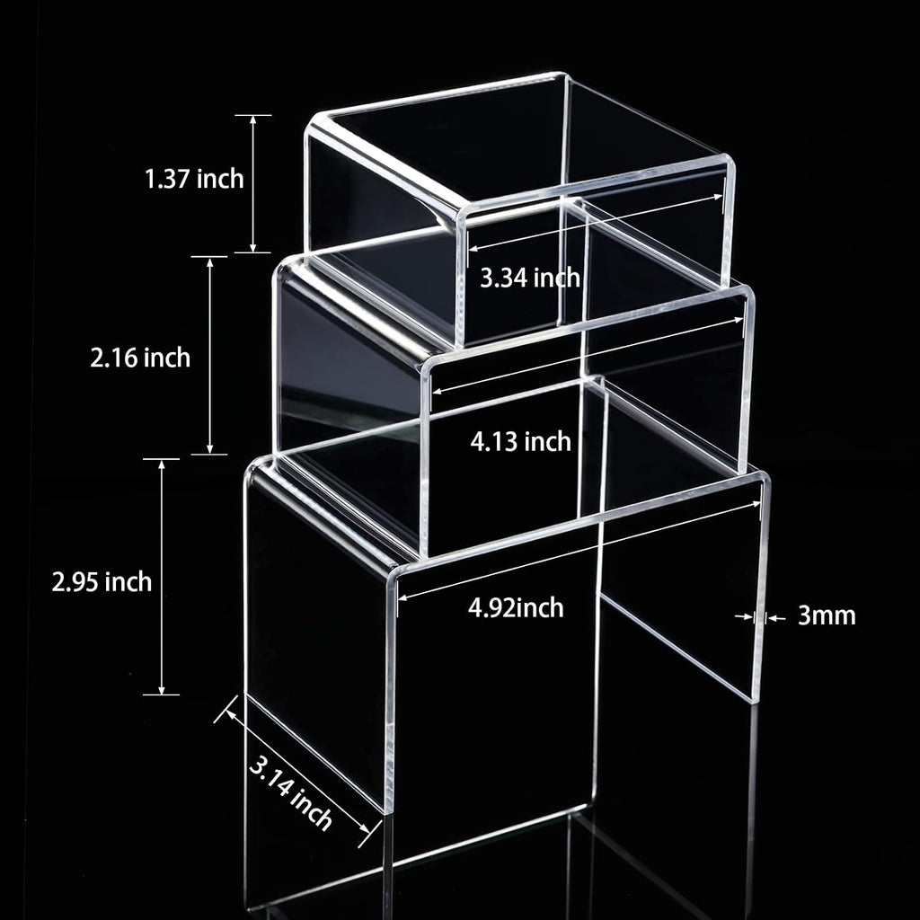 2 Sets Display Risers Figure Food Stand,Clear,Small Set | Plastic Decorative Risers For Table Decor Display, Dessert