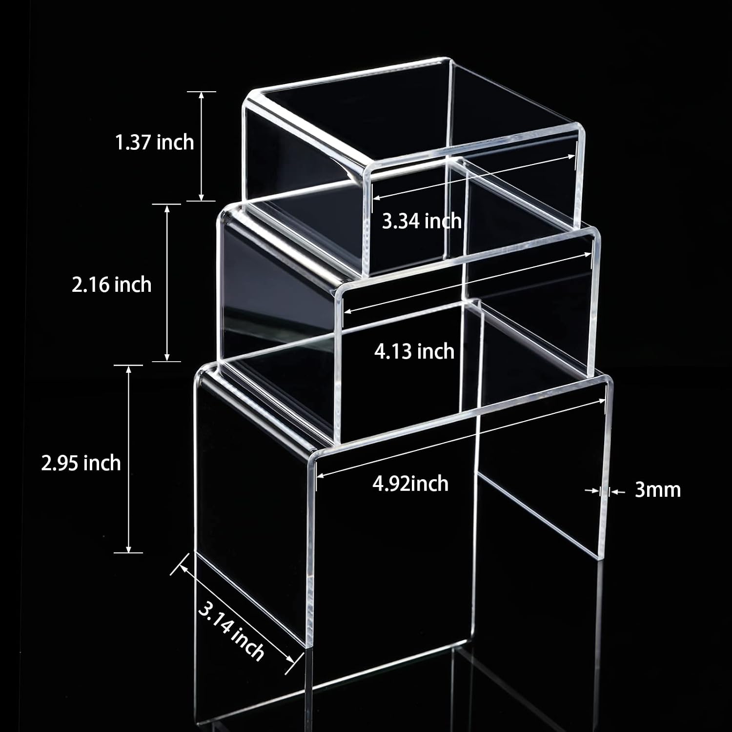 2 Sets Display Risers Figure Food Stand,Clear,Small Set | Plastic Decorative Risers For Table Decor Display, Dessert