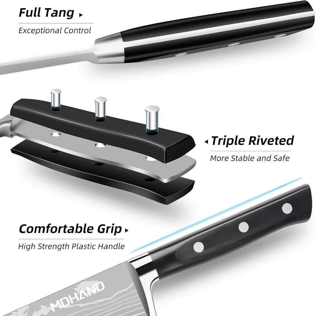 Chef Knife Set with Roll Bag, Professional Knife Set with Sharpener
