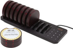 Wireless Calling System with 1 Host and 10 Pagers, 300m Range, Disc Charging, Flashing, Buzzer, and Vibration