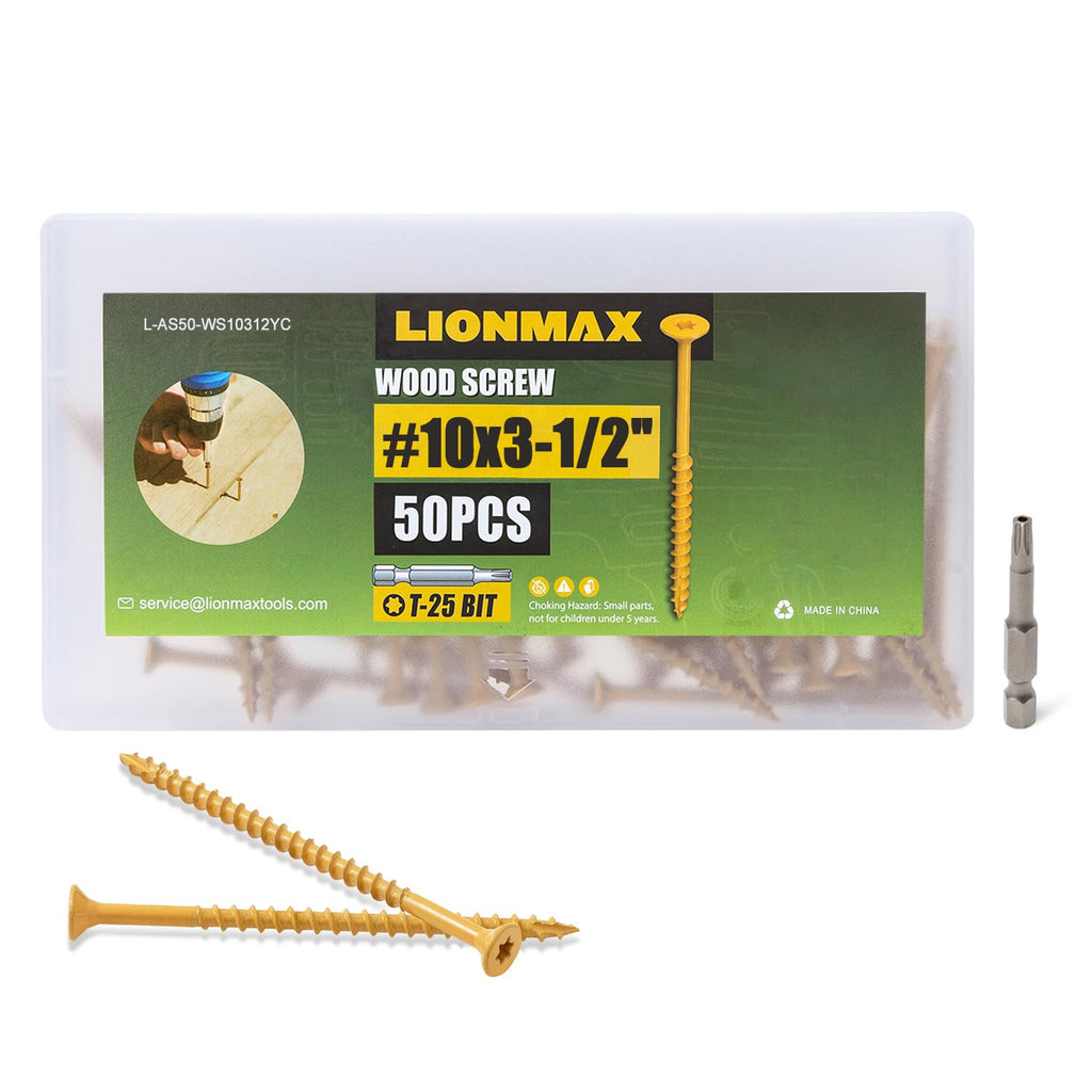Deck Screws 3-1/2 Inch, Wood Screws #10 x 3-1/2", 50 PCS, Tan