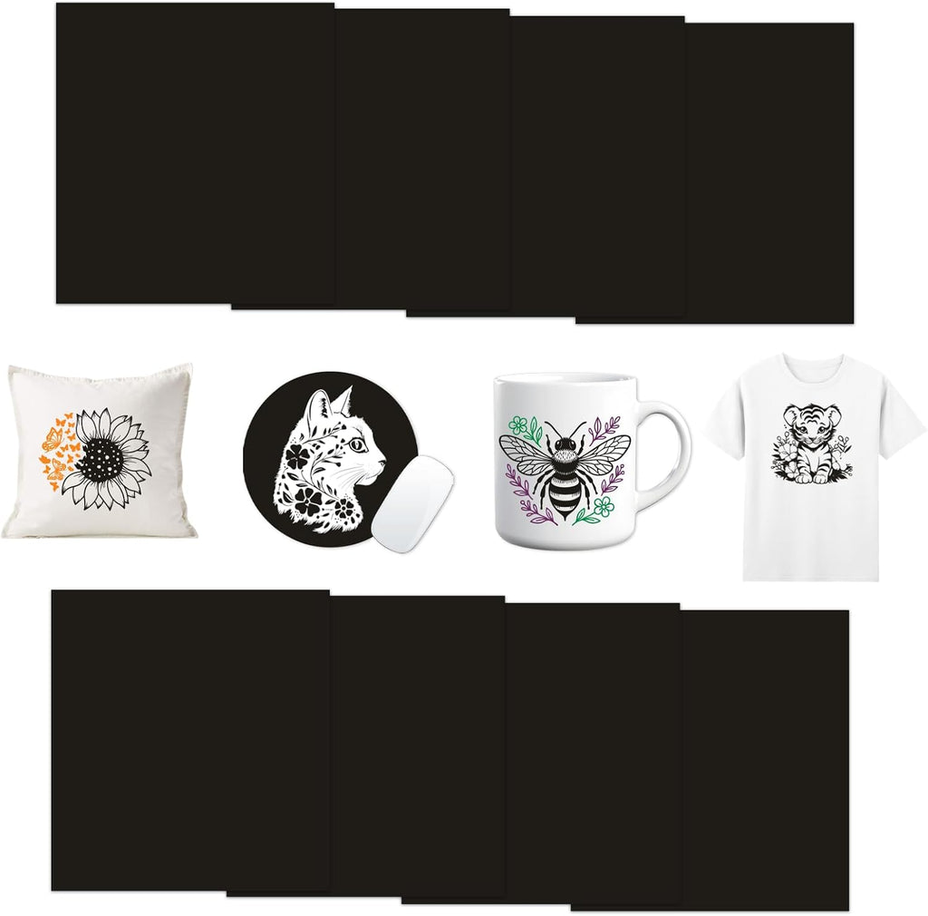 Classic Black Sublimation ink Transfer Sheets,8 Pcs 12x10in | Solod color sublimation paper,fade-resistant,easy to