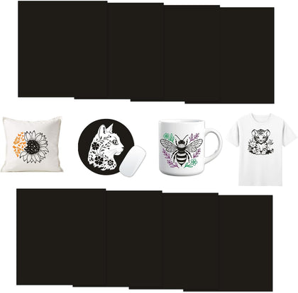Classic Black Sublimation ink Transfer Sheets,8 Pcs 12x10in | Solod color sublimation paper,fade-resistant,easy to