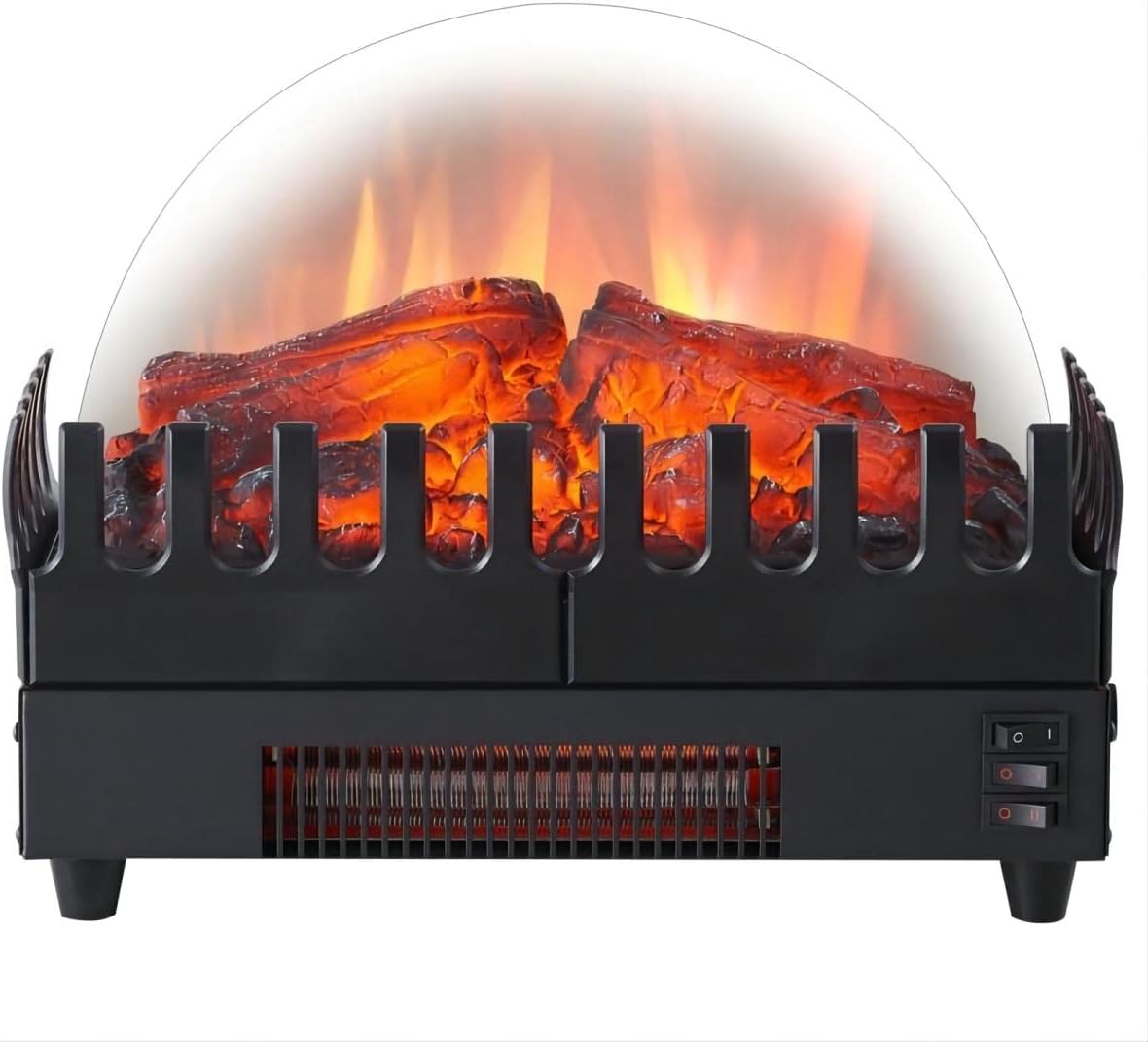 Electric Fireplace Log Heater, 16" Fireplace Inserts with Realistic Ember Bed, Thermostat, 750/1500W, Black