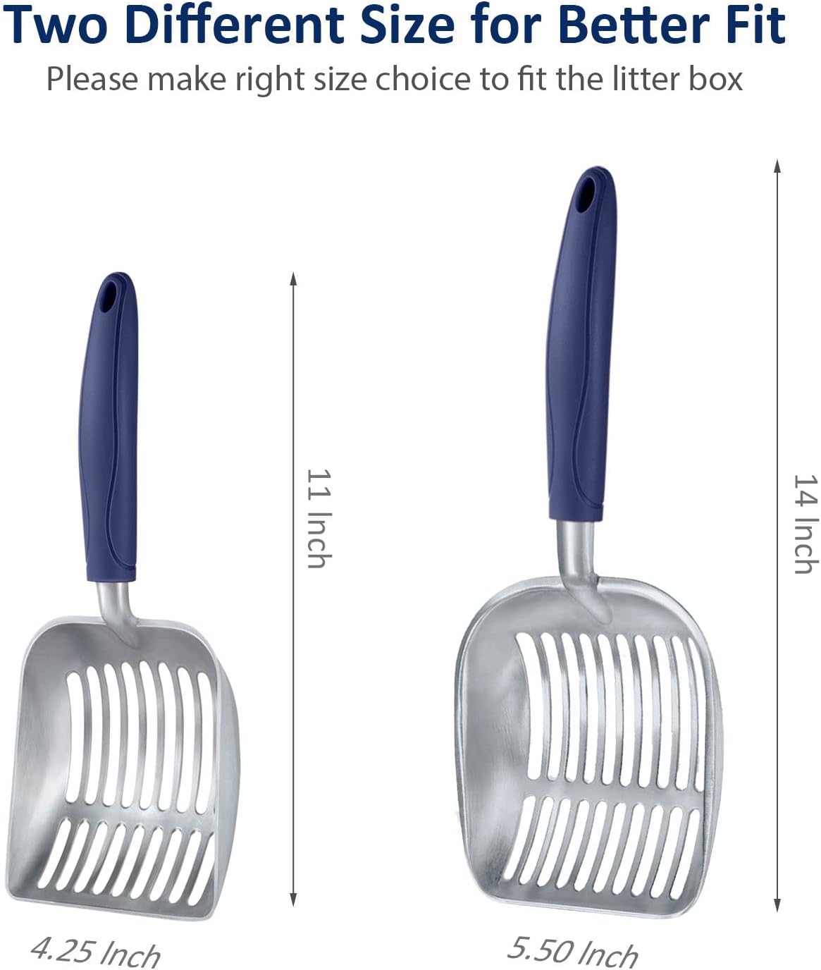 Cat Litter Scoop, Aluminum Alloy Sifter, Kitty Metal Scooper, Deep Shovel, Long Handle, Poop Sifting, Kitten Pooper