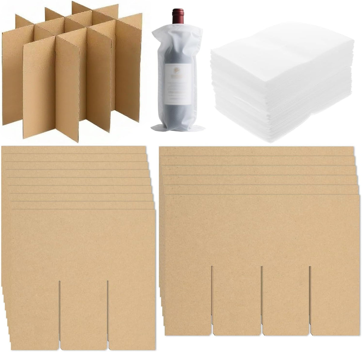 3-Pack Glassware Protection Set，Glassware Dish Packing Boxes Corrugated Dividers & 36 Foam Sleeves for 16x12x12