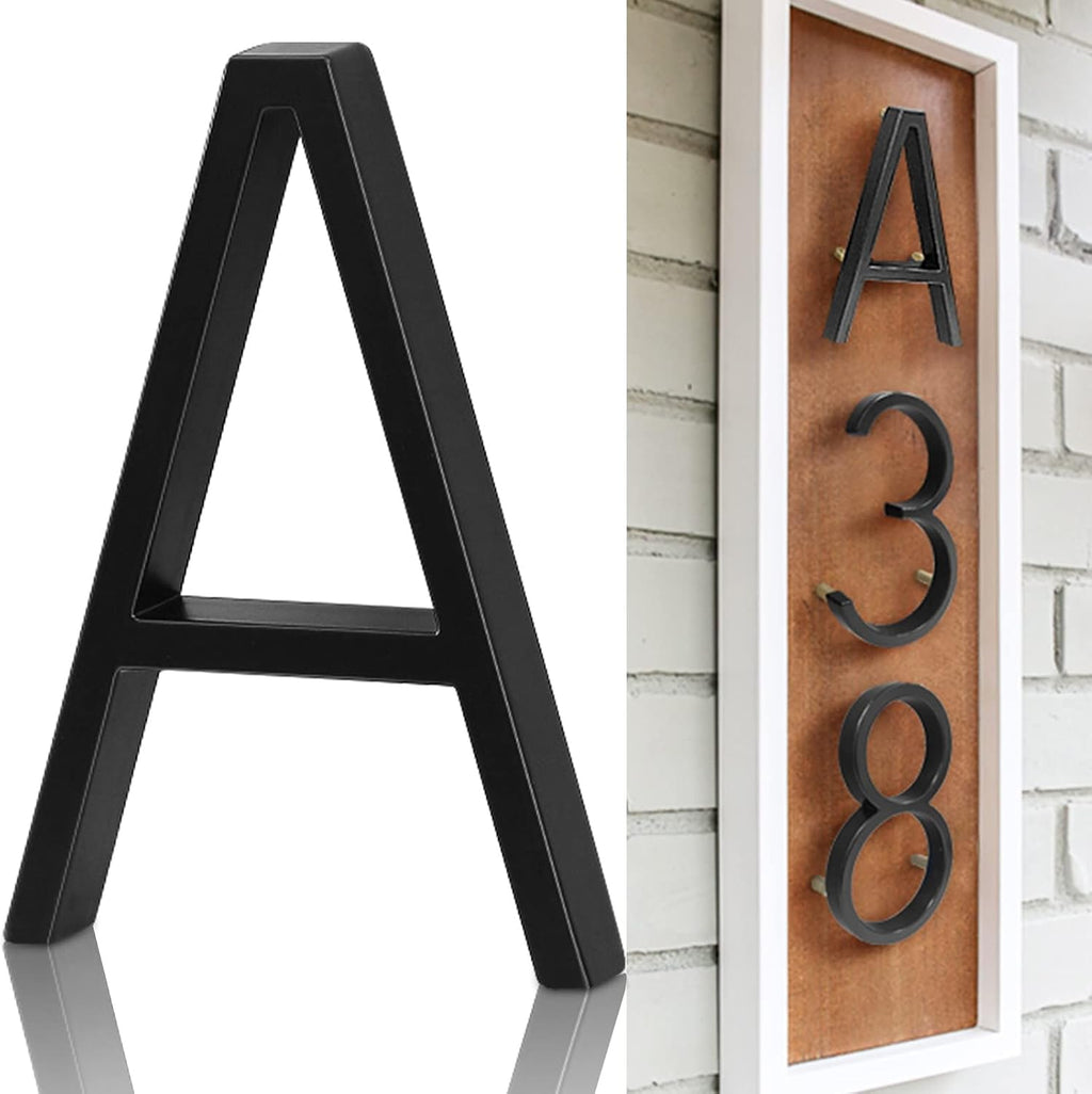 5" Metal Floating House Numbers,Ranslen Black Zinc Alloy Solid Modern House Address Number,Anti-Rust House Numbers
