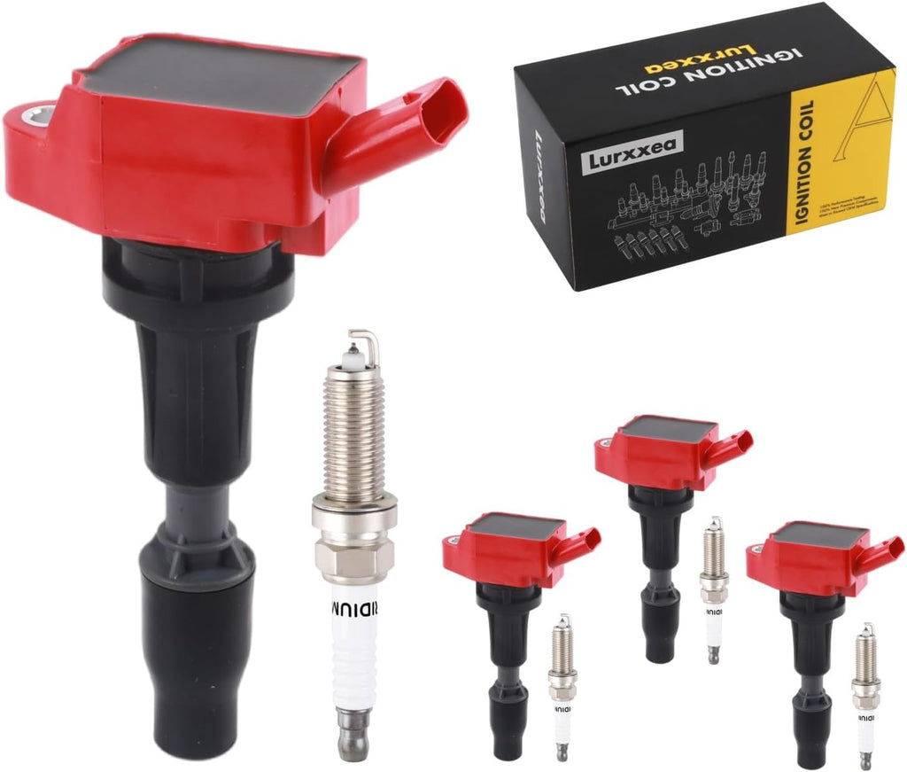 Set of 4 UF764 Ignition Coils with Iridium Spark Plugs 93175 Compatible with Hyundai Sonata Tucson Santa Fe Kia Optima Sportage Sorento 2.0L 2.4L L4 Replaces# GN10730 273002GGA0