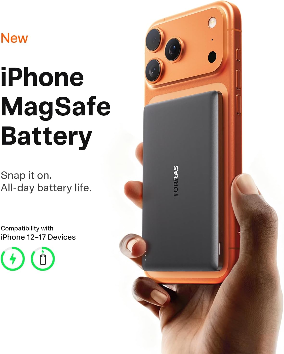 MiniMag 5000mAh Magnetic Power Bank, Ultra-Slim 0.3in MagSafe-Compatible Wireless Charger, 18W USB-C Fast Charging