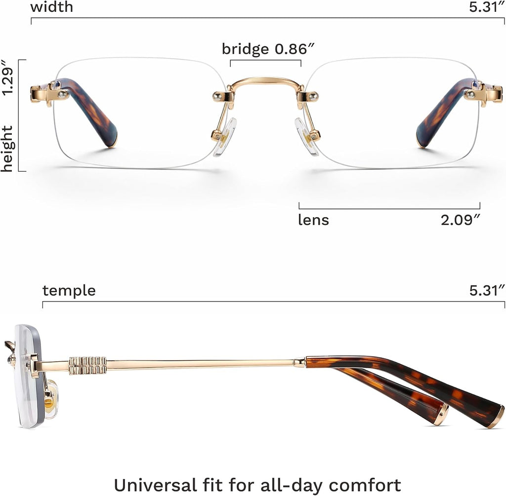 Blue Light Blocking Glasses for Women and Men, Lightweight Metal Frame Computer Glasses, Anti Eye Strain, UV Protection