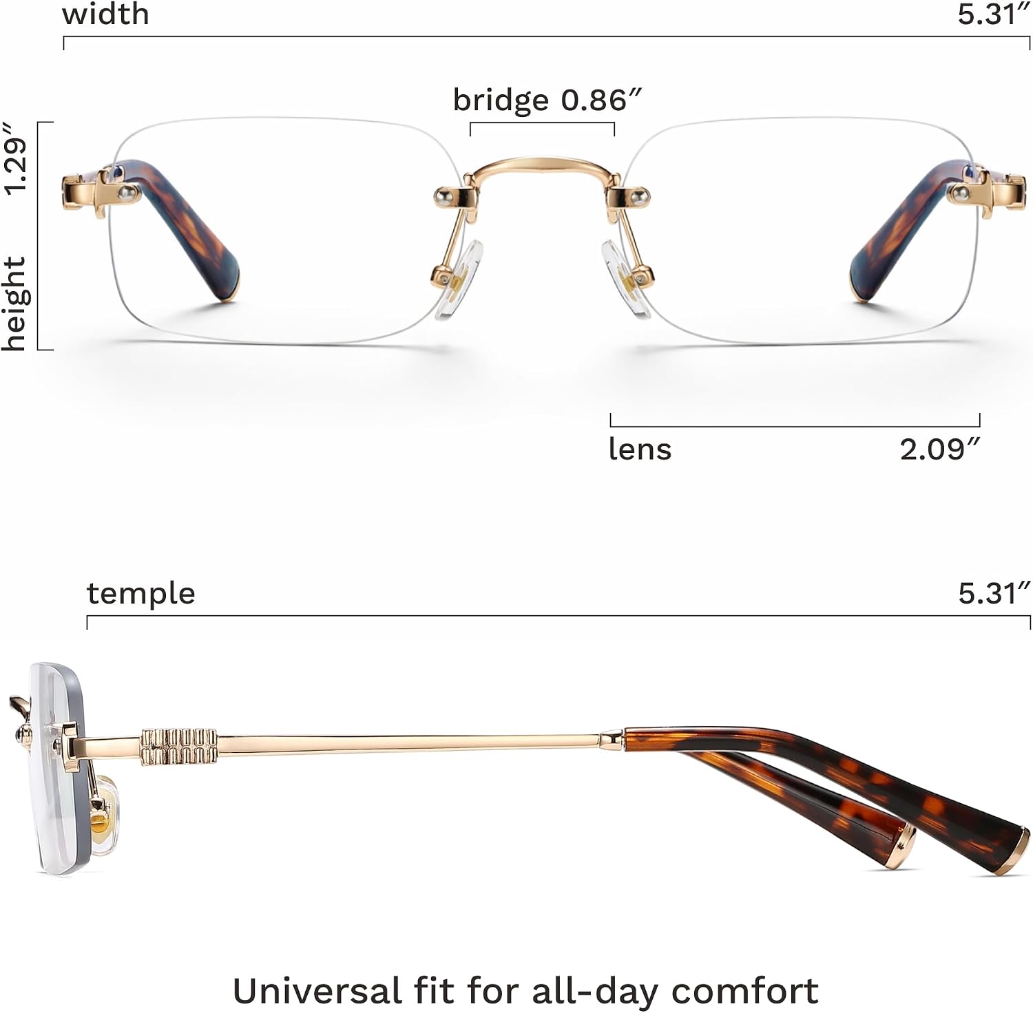 Blue Light Blocking Glasses for Women and Men, Lightweight Metal Frame Computer Glasses, Anti Eye Strain, UV Protection