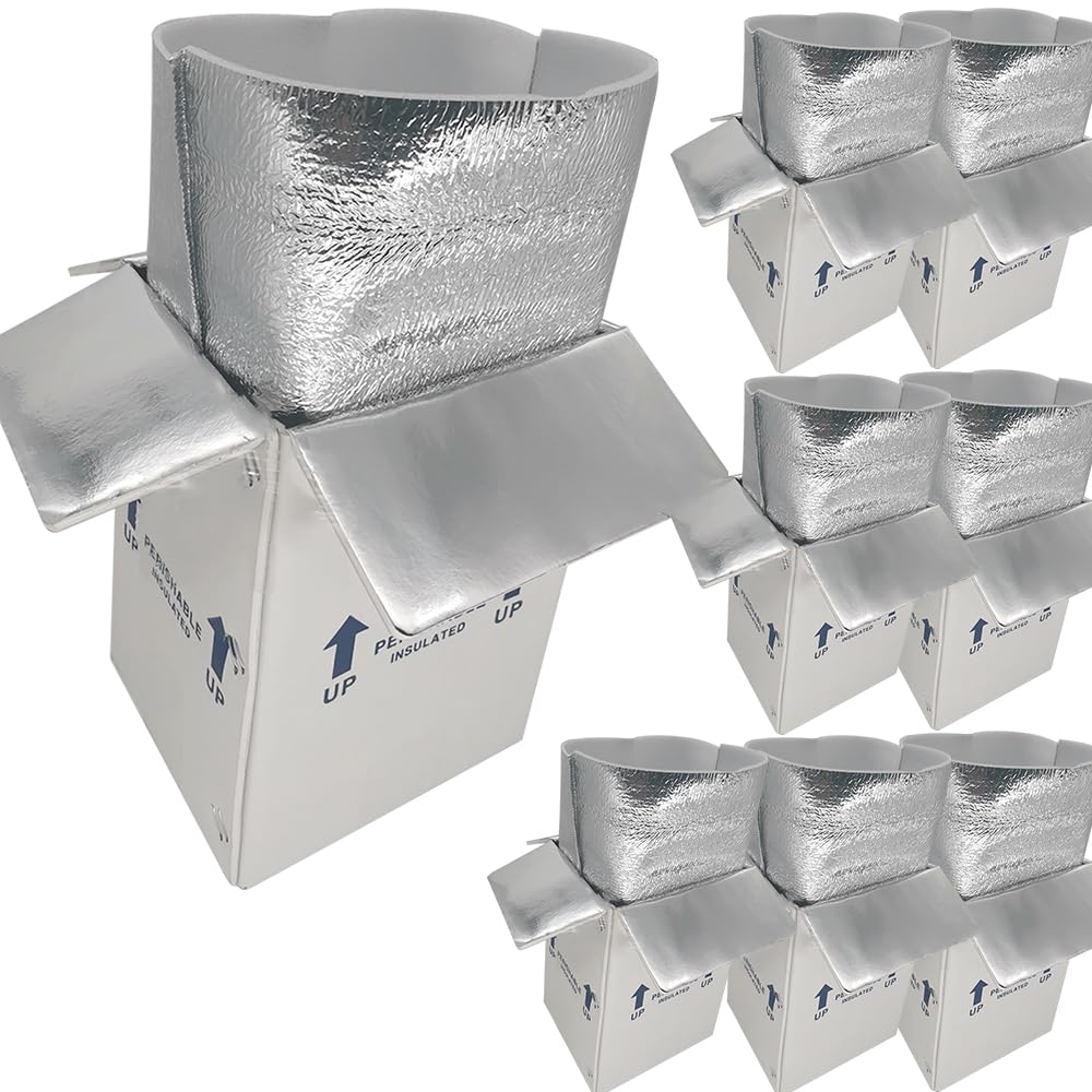 8 Pack 7x6x10'' Small Insulated Shipping Boxes with Bag Liners
